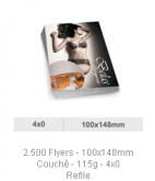 2.000 Flyers - 100x148mm Couchê - 115g - 4x0