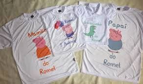 Kit 4 camisetas família Peppa Pig