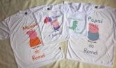 Kit  4 camisetas família Peppa Pig